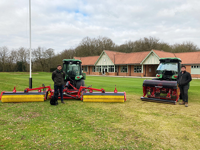 Redexim Top‑Brush mounted on tractor at Newark Golf Club